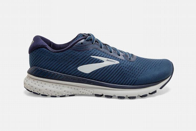 Brooks Adrenaline GTS 20 Road Running Shoes - Men's - Grey/Navy (26974-WLFU)